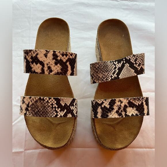 Vince Camuto Masinda Platform Snakeskin Sandals Size 9.5 Medium - Picture 1 of 6